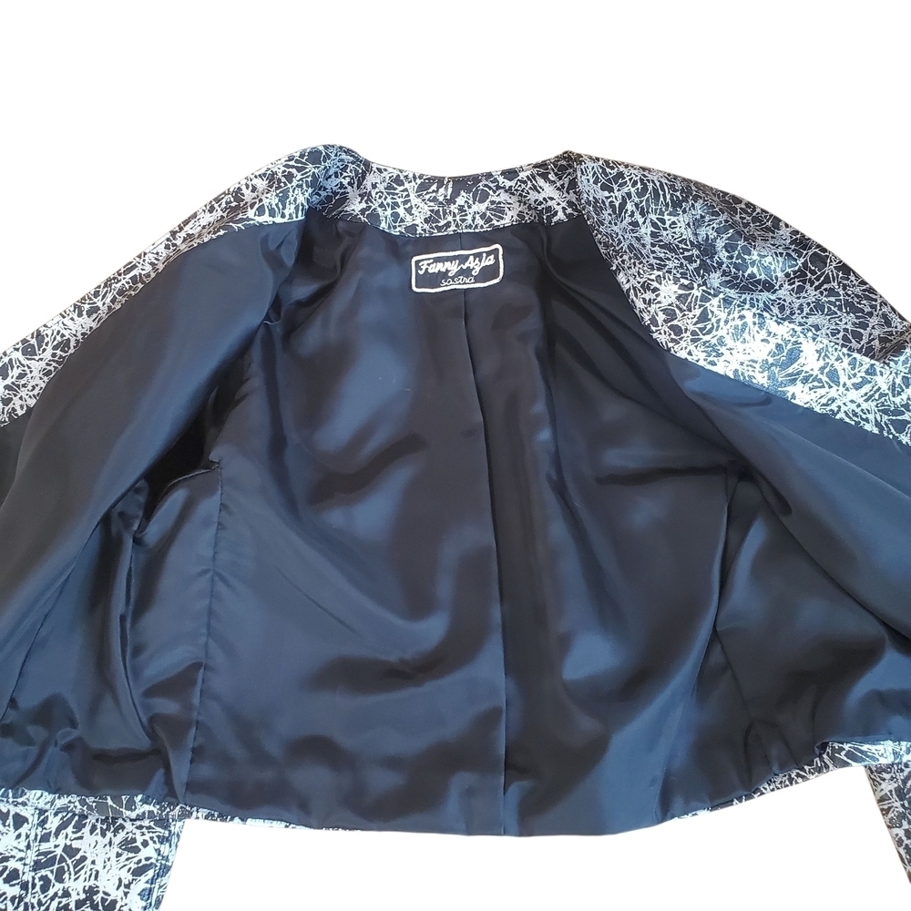 Made In Argentina Black and Silver Spatter Paint Moto Jacket. Women's M/L - Picture 8 of 11